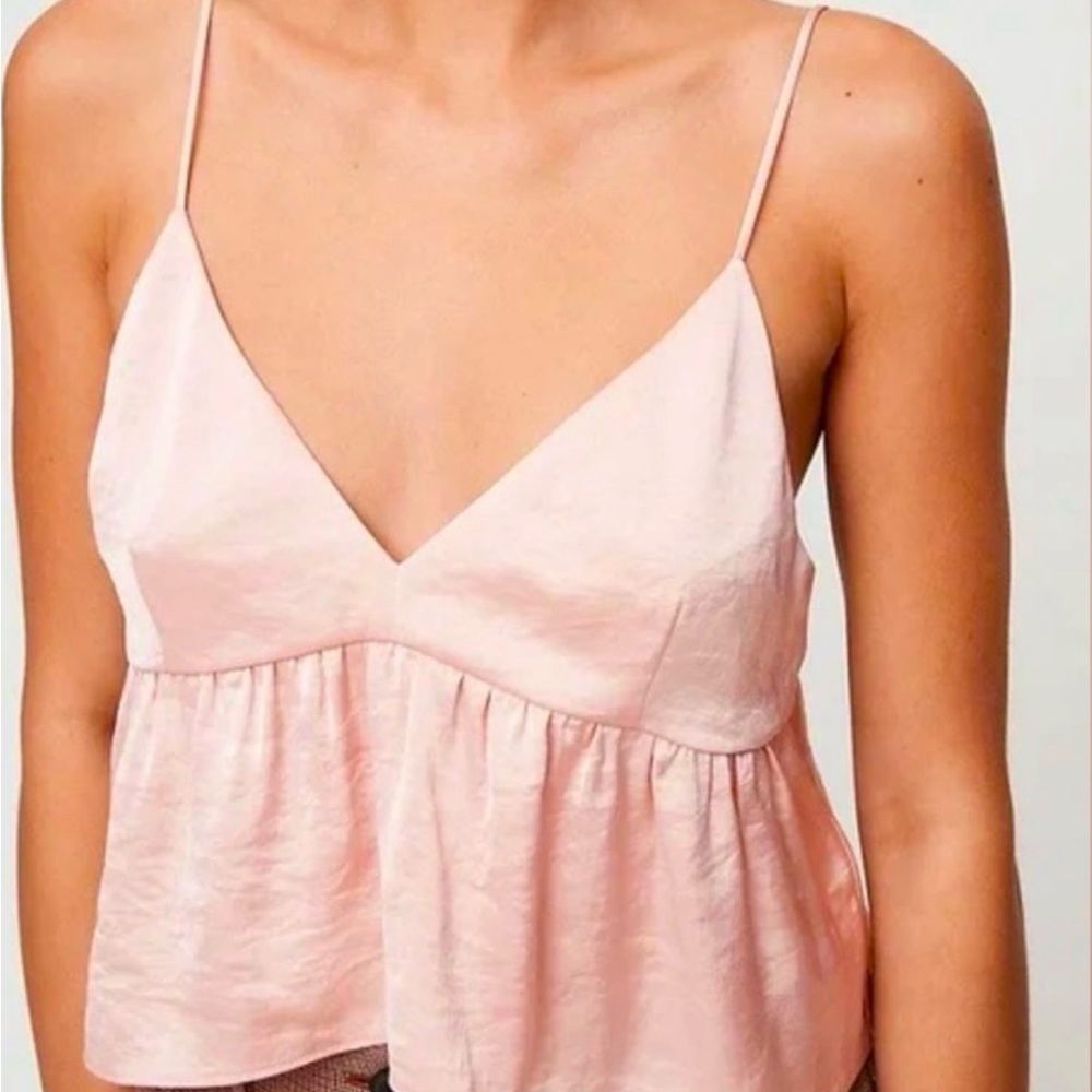 Aritzia Wilfred Light Pink Silk Top